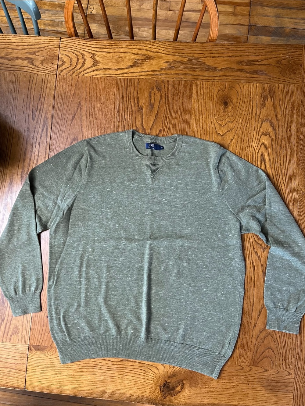 J. Crew heathered green lightweight cotton crewneck sweater
